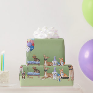 Papel De Presente Festa de Tema de Cão Feliz Aniversário