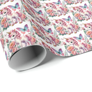 Papel De Presente Festa de unicórnio de garotas de forma encantada