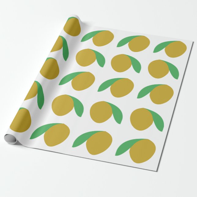 Papel De Presente Festa de Verão Fruta Tropical Manga (Desenrolado)