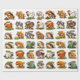 Papel De Presente Festa de Vômito e Cocô: Bagunça Animal