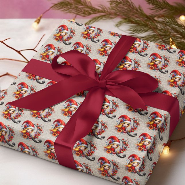 Papel De Presente Festa Elfo de Natal Fofo Carta Q (Criador carregado)