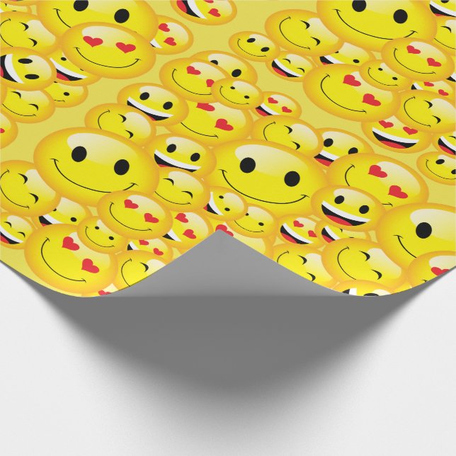 Papel De Presente Festa Emoji de Aniversário Feliz de Rosto Amarelo (Ponta)