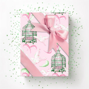 Papel De Presente Festa Empenada em Rosa e Verde