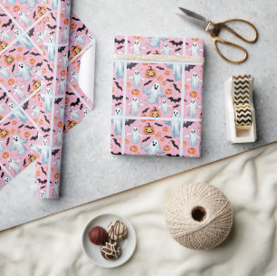 Papel De Presente Festa Fantasma em Rosa