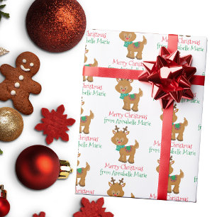 Papel De Presente Festa Infantil de Natal Personalizada com Rena Fof