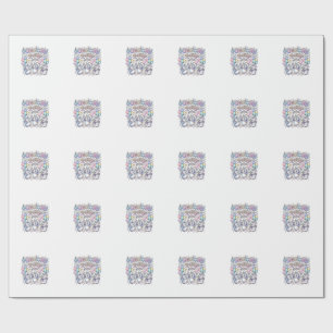 Papel De Presente Festa Penguicórnio Unicórnio Vetor Premium Des