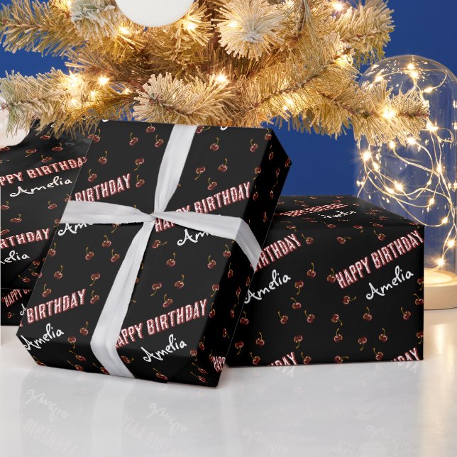 Papel De Presente Festa Personalizada de Cereja Doce (Feriados)