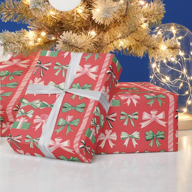 Papel De Presente Festa Verde Alegre, Fita Branca de Natal (Feriados)