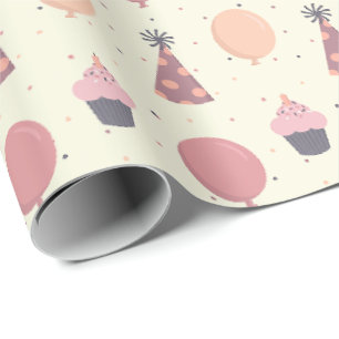 Papel De Presente Festas de aniversário bonitas em tons silenciados