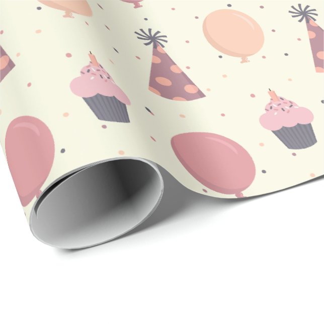 Papel De Presente Festas de aniversário bonitas em tons silenciados (Ponta do rolo)