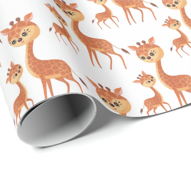 Papel De Presente festas de garotinha de Mamãe girafa (Ponta do rolo)