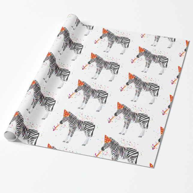 Papel De Presente Festas de zebra - Animais com festa (Desenrolado)