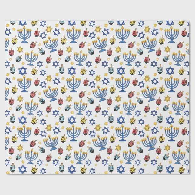 Papel De Presente Festival das Luzes do Padrão de Hanukkah (Aberto)