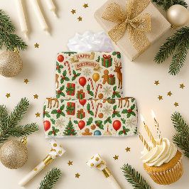 Papel De Presente Festive Birthday Christmas