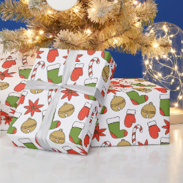 Papel De Presente Festive Christmas Icons Wrapping Paper