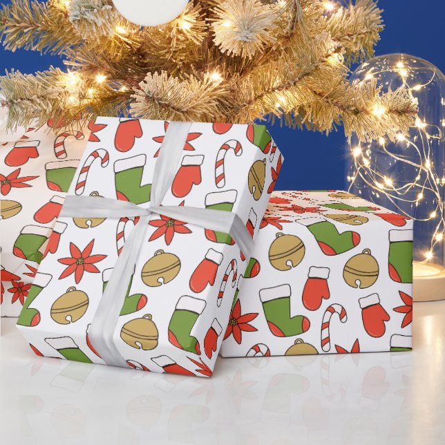 Papel De Presente Festive Christmas Icons Wrapping Paper (Feriados)