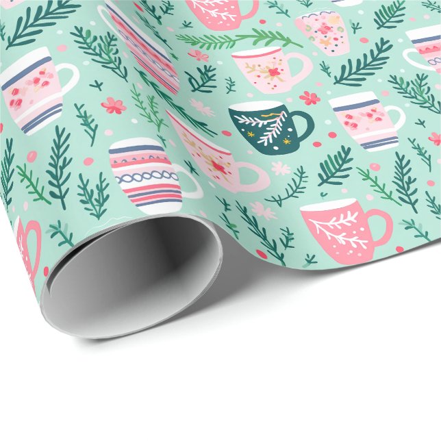 Papel De Presente Festive Cozy Cups Holiday Christmas (Ponta do rolo)