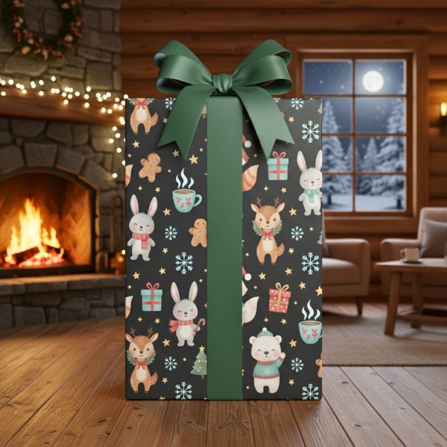 Papel De Presente Festive Critters Holiday Gift Wrap (Festive Critters Holiday Gift Wrap)