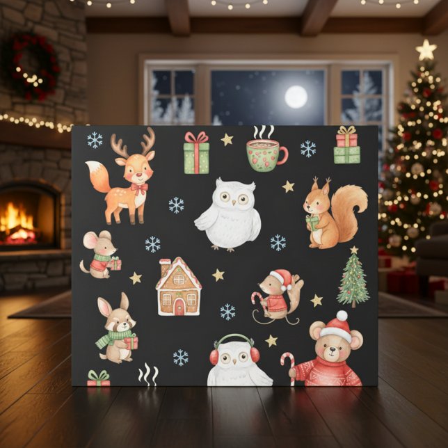Papel De Presente Festive Critters Holiday Gift Wrap (Holiday Gift Wrapping Paper)