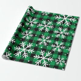 Papel De Presente Festive Green Plaid Snowflake Buffalo Check Gift 