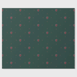 Papel De Presente Festive Green Poinsettia Wrapping Paper