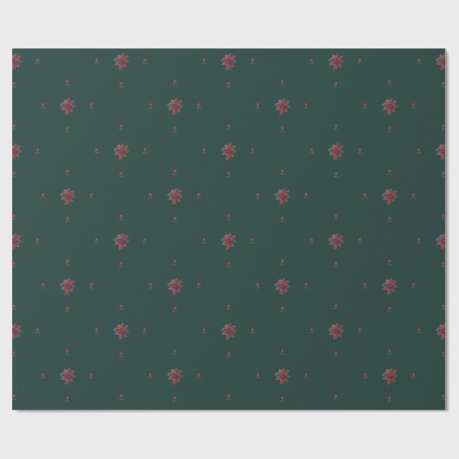 Papel De Presente Festive Green Poinsettia Wrapping Paper (Aberto)