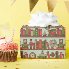 Papel De Presente Festive Hand Drawn Bookshelf - Wrapping Paper Roll