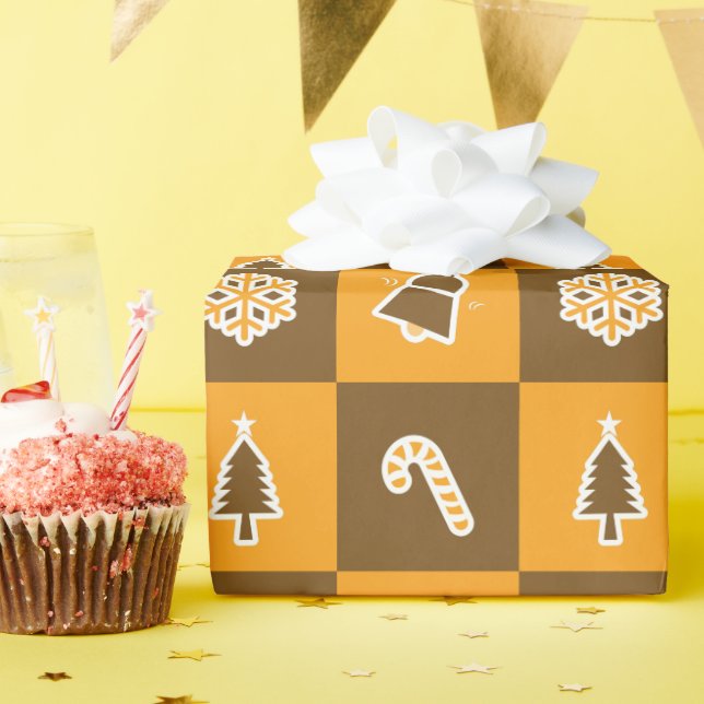 Papel De Presente Festive Holiday Grid Pattern (Festa de aniversário)