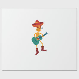 Papel De Presente Festive Skeleton Guitar Player