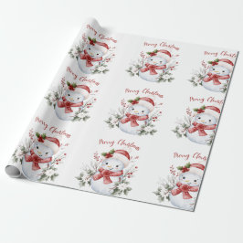 Papel De Presente Festive Snowman Christmas Wrapping Paper
