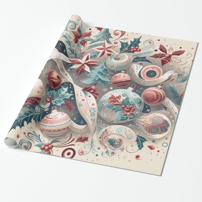 Papel De Presente Festive Wrapping with Christmas Motifs n7 (Desenrolado)