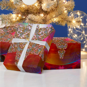 Papel De Presente Festivo Divertido Romântico Floco de Natal