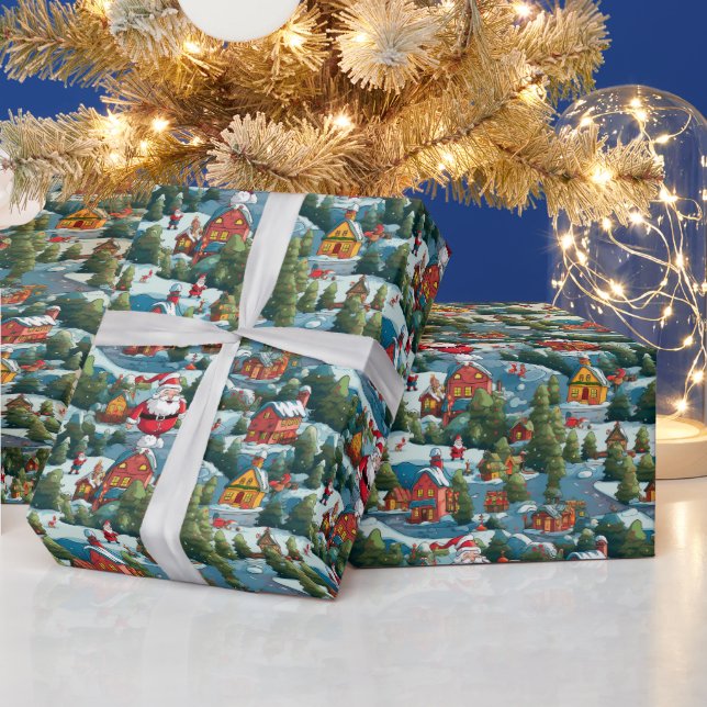 Papel De Presente Festivo do Polo Norte Padrão de Natal (Feriados)