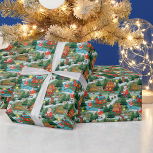 Papel De Presente Festivo do Polo Norte Padrão de Natal