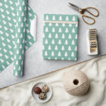 Papel De Presente Festivo Dusty Jade White Christmas Tree<br><div class="desc">Papel de embrulho de Natal moderno e simples,  com padrão branco de árvore de Natal sobre um fundo verde de jade empoeirado,  papel festivo na moda escandinavo para todos os presentes de Natal. Desenvolvido exclusivamente para você pelo Happy Dolphin Studio!</div>