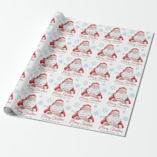 Papel De Presente Festivo Funny Santa Claus Feriado de Natal