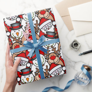 Papel De Presente Festivo Funny Santa Claus Feriado de Natal