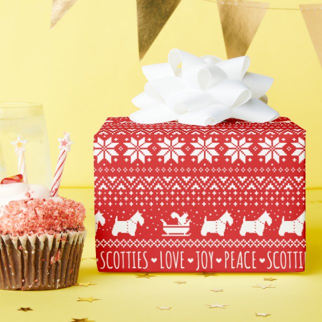 Papel De Presente Festivo Funny Scottish Terriers Férias de Natal (Festa de aniversário)