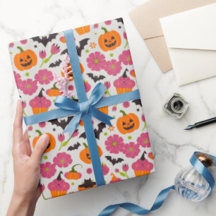 Papel De Presente Festivo Halloween   Cupcakes, Pumpkin & Bats