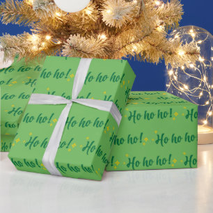 Papel De Presente Festivo Ho Ho Natal Gift Verde Sem Olhos