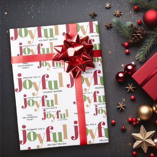 Papel De Presente Festivo Joyful Typografia Colorida Natal