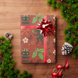 Papel De Presente Festivo Krampus Pattern
