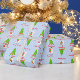 Papel De Presente Festivo Llama Christmas