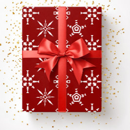 Papel De Presente Festivo Red Snowflakes Natal