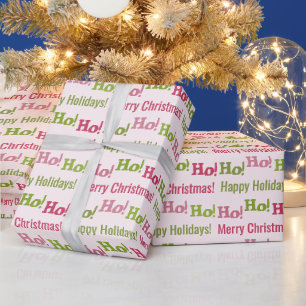 Papel De Presente Festivo, Rosa e Verde, Natal Personalizado