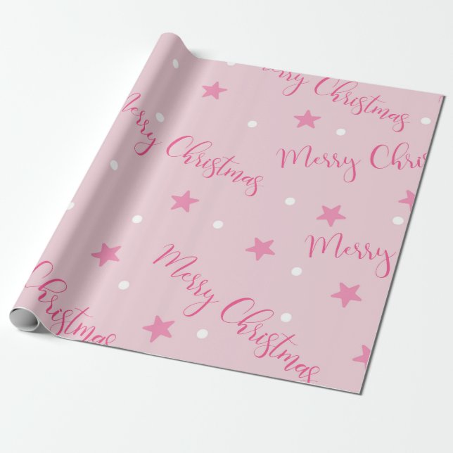 Papel De Presente Festivo Rosa Feliz Natal (Desenrolado)