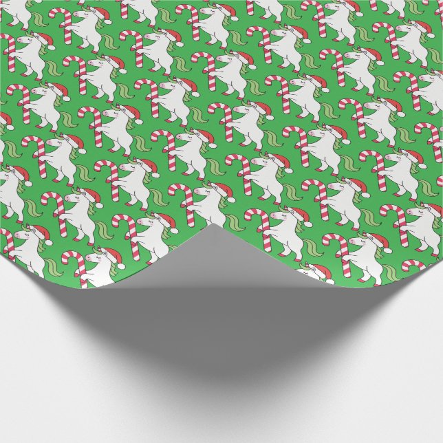 Papel De Presente Festivo Unicorn Candy Cane Gift Wrap (Ponta)