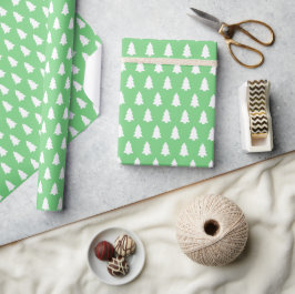 Papel De Presente Festivo Verão Verde Padrão de Árvore de Natal Bran