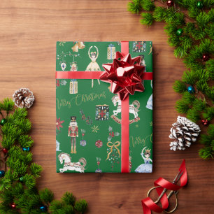 Papel De Presente Festivo Vintage O Quebra-Nozes Feliz Natal