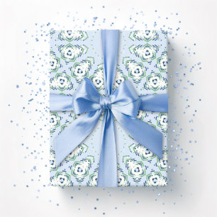 Papel De Presente Fez Starburst Trellis em Ardósia e Verde